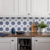 D-C-Fix Alia Blue Self-Adhesive Vinyl Wall Tiles Pack of 6 (0.14sqm) | Size: 152mm x 152mm