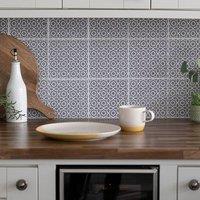 D-C-Fix Lina Grey Self-Adhesive Vinyl Wall Tiles Pack of 6 (0.14sqm) | Size: 152mm x 152mm