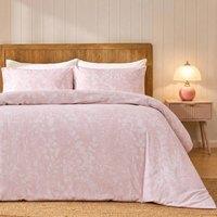 OHS Floral Brushed Cotton Flannelette Duvet Cover Set Ultrasoft Bedding in Pink | Size: King