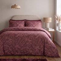 OHS Botanics Embossed Waffle Duvet Cover Set with Pillowcase in Burgundy | Size: King