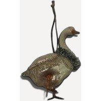 Stella Graham Decorated Goose Glass Christmas Ornament 10.5 x 9 x 4 cm in Silver