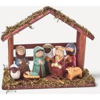 Stella Graham Ceramic Nativity Scene in Wooden Stable