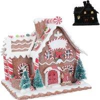 Stella Graham Faux Iced Light Up Gingerbread House Decoration in Warm White
