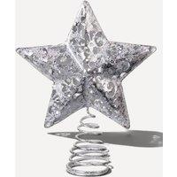 Stella Graham Silver glitter star tree topper - 18 x 6 x 3.5 cm