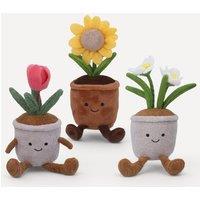 Stella Graham Set of 3 Plush Flower Pot Shelf Sitters Tulip Daisy Sunflower