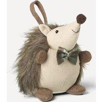 Heaven Sends Hedgehog Door Stop, Woven Fabric with Bow Tie, Beige-Brown in Brown
