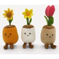 Giftware Trading Set of 3 Plush Smiling Flower Pot Shelf Sitters