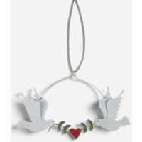 shoeless . Dove with Mistletoe Christmas Tree Decoration in White