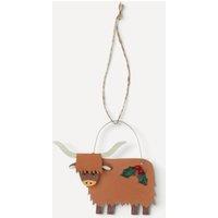 shoeless . Highland Cow Christmas Hanger Metal Ornament 9 x 8 cm in Brown