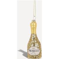 Sass & Belle Novelty Prosecco Bottle Glass Christmas Bauble - Gold Glitter