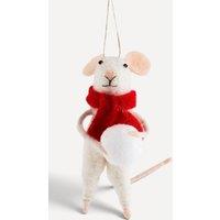 Sass & Belle Felt Mouse with Snowball Christmas Tree Decoration in Red