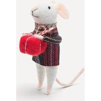Sass & Belle Felt Tartan Mouse with Gift Christmas Tree Decoration