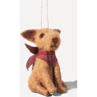 Sass & Belle Felt Dog with Bandana Christmas Tree Decoration in Beige