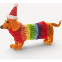 Sass & Belle Felt Sausage Dog with Rainbow Jumper Christmas Tree Decoration