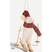 Sass & Belle Felt Skiing Mouse Christmas Tree Decoration in Natural