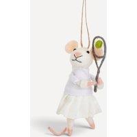 Sass & Belle Felt Tennis Mouse Christmas Tree Decoration in White