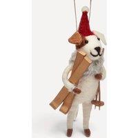 Sass & Belle Felt Dog with Skis Christmas Tree Decoration