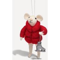 Sass & Belle Felt Mouse on Skates Hanging Christmas Tree Decoration in Red