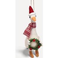 Sass & Belle Felt Goose with Wreath Christmas Tree Decoration