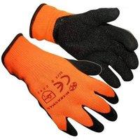 BARGAINS-GALORE 12 Pairs Thermal Winter Builders Latex Rubber Work Gloves Size 9 Large in Orange