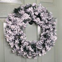 Samuel Alexander Premier Flocked Woodcote Pine Flocked Wreath 50cm in Green