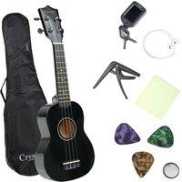 Crystals 21" Soprano Beginners Ukulele Guitar with Gig Bag in Black