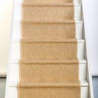 RainbowHome Herringbone New England Beige Stair Runner with Self-Colour Edge | Size: 20 cm x 12 cm