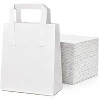 ECONX White Kraft Paper Bag With Handle SOS Takeaway Carrier Bag x 100pc | Size: Medium
