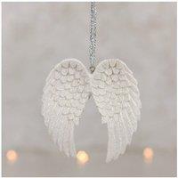 KDMD Double Glitter Angel Wing Hanging Decoration in White