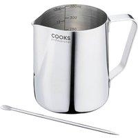 Cooks Professional Stainless Steel 350ml Milk Steaming Jug with Latte Art Pen in Silver