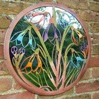 Inspirational Gifting Snowdrop Flower Mirror Garden Dcor with Rustic Finish in Bronze
