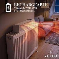 Valiant Rechargeable Radiator Fan | Heat Boosting for a Warmer Home in White | Size: 413mm x 107mm x 80mm