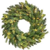 BOSK OAKLEY FIR - 24 Christmas Wreath with 50 Warm White LEDs in Green