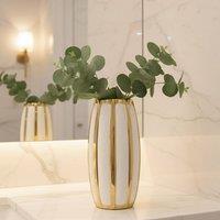 Dynasty Home UK White & Gold Stripe Tall Ceramic Vase | 15x29.5cm | Size: 15x29.5 cm