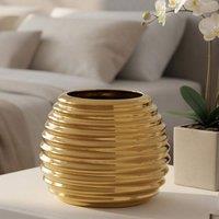 Dynasty Home UK Gold Ribbed Round Ceramic Vase Decoration For Home Livingroom