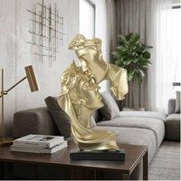 Dynasty Home UK Kissing Couple Forehead Sculpture Golden Romantic Figurine in Gold