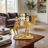 Dynasty Home UK Golden Camel With Mosque Sculpture Arabian Home Decor in Gold