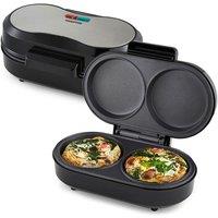 Geepas 850W Dual Omelette Maker Double Egg Cooker Makes 2 Omelettes in Metallic Silver