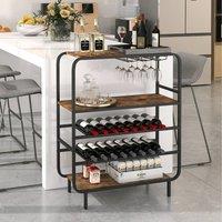 Costway 16 Bottle Wine Rack Freestanding Floor 5-Tier Wine Shelf-Brown in Brown