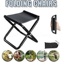 NESTLUNE Portable Outdoor Folding Stool Fishing Camping Picnic in Black