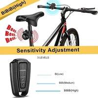 NESTLUNE Bike Alarm Vibration Bicycle Remote Alarm USB Rechargeable in Black