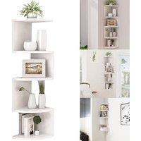 SPETLEK 5 Tier Floating Corner Shelves Wooden in White | Size: 100 cm x 60 cm