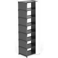FORGEVIO 8 Tiers Shoe Rack Narrow Dustproof Free Standing in Black