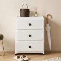 FORGEVIO 3 Tier Bedside Table Clutter Storage Cabinet in White
