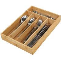 FORGEVIO 5 Compartment Bamboo Cutlery Tray in Natural