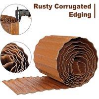 NESTLUNE Rust 12.5cm*6m Metal Garden Edging Roll Landscape Edging in Brown | Size: 100 cm x 15 cm