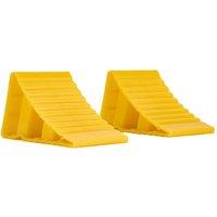 NESTLUNE Yellow Heavy Duty 2pcs Plastic Wheel Chock Blocks for Vehicles | Size: 1000mm x 400mm