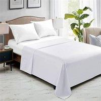 PAWNORA White Double - 225 x 275 cm Cotton Flat Sheets