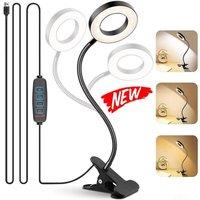 PAWNORA USB Clip On LED Desk Lamp Flexible Reading Light Bedside in Black
