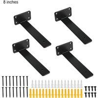 NESTLUNE 8inch 4 Pack Floating Shelf Brackets in Black